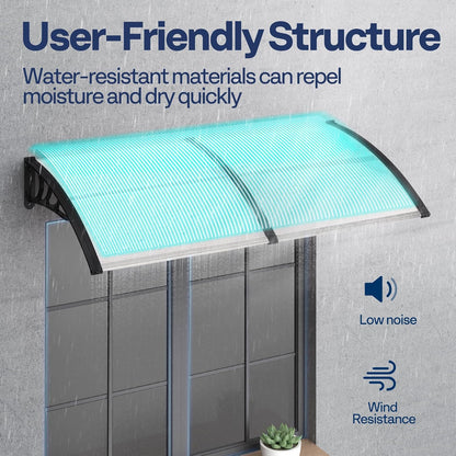 VIVOHOME Vensterdeur Luifel Transparant voor voordeur 100 x 300cm met aluminium frame en polycarbonaat luifel met boogzonwering en regenbescherming