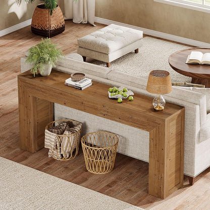 Tribesigns Console Table 160 cm Narrow Sofa Table, Wooden Hall Table Behind the Sofa, Industrial Entrance Table for Entrance, Hallway, Foyer, Living Room, Light Brown