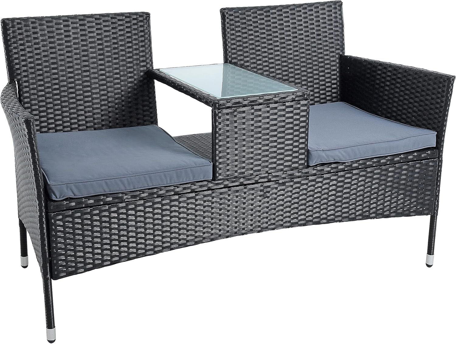 ESTEXO Polyrattan seating set, rattan seating furniture, garden furniture set, balcony furniture, garden table, garden chair, balcony table, balcony chair (black) - QUORE