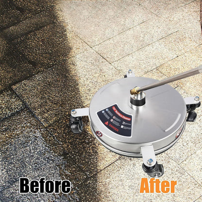 Oppervlaktereiniger – Terrasreiniger – Dekreiniger – Hogedrukreiniger Accessoire – Patio Cleaner – 14 Inch Reinigingsbreedte – Roestvrij Staal Met 4 Wielen