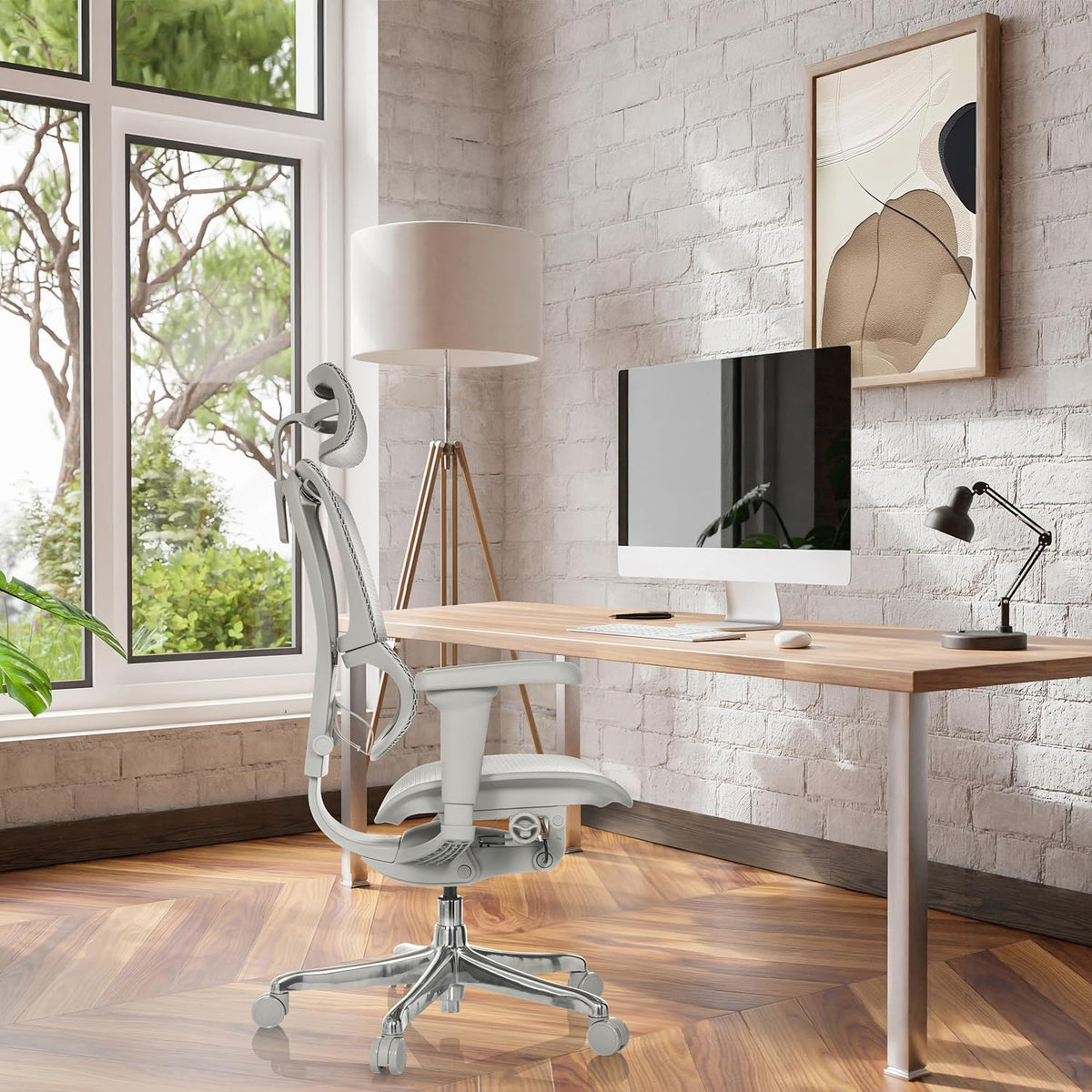 hjh OFFICE Ergonomische Ergohuman Slim Ultra G GEN2 Bureaustoel met flexibele lendensteun, netbespanning, grijs