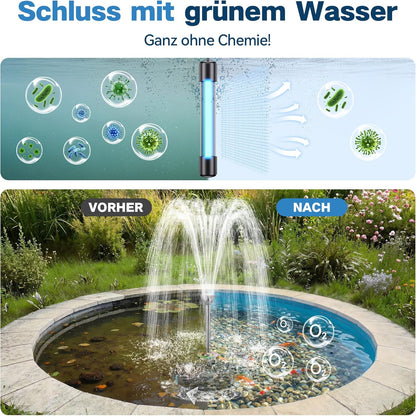 Biling Vijverfilter met uv-zuiveraar en RGB-verlichting, 40 W, 2500 l/u, vijverpomp, pomp met 3 fonteinen, stille vijverfilterpomp voor maximaal 3000 liter tuinvijvers, siervisvijvers, kikkers