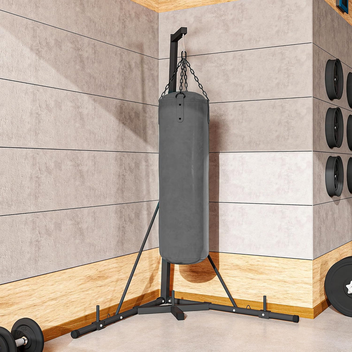 Vrijstaande Bokszakstandaard – Bokszakhouder – Bokszakstandaard – Punchingbag Standaard – Speedbag Stand – Verstelbare Hoogte 162-205 cm – Draagvermogen Tot 60 kg - QUORE