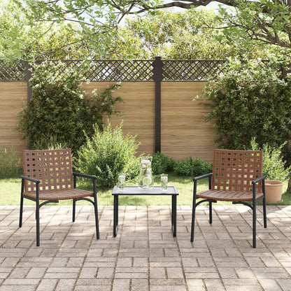 Garden Chair Set of 2 Synthetic Rattan, Brown with Metal Frame, Outdoor Chairs Set, Modern Braided Design, Resistant to - QUORE