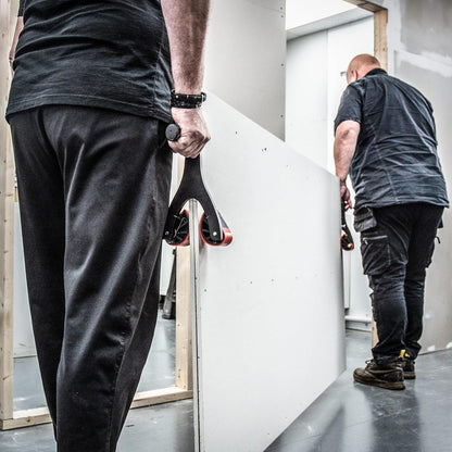 Trend Plaatdrager set voor deuren, werkbladen en plaatmateriaal, paar zelfinstellende tilhulpen voor materialen tot 65 mm dik, draagvermogen 75 kg per stuk, antislip rubberen bekken, P/CARRIER/2