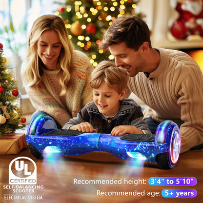 Elektrische step van 6,5 inch (16,5 cm) met Bluetooth en knipperende led-banden en oplichtende motoren, alle terreinen voor jongens, meisjes, kinderen, tieners