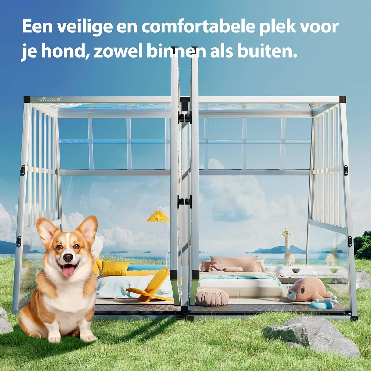 dog transport box XXL - Aluminium - lockable - transport box 97x90x70 cm - car - QUORE