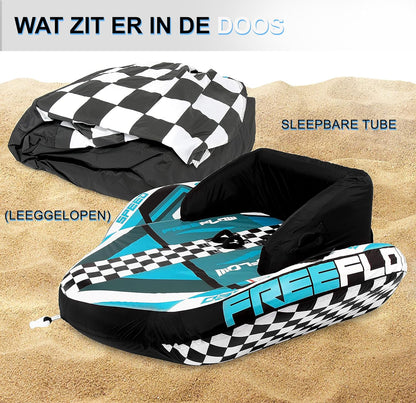 SereneLife Zware Opblaasbare Sleeptube - Water Tube Boot Float Sleepraft, Watersport Opblaasbare Trekboten/Tubes/Sleeptubes met Schuimzitjes, PVC Blaas, Handvatten