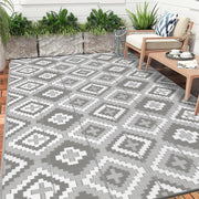 Buiten Vloerkleed - Buitenkleden - Buitentapijt - Opvouwbaar - UV-bestendig - Waterdicht - Buitenmatten - voor Buiten - Balkon - Strand - Picknick -Terras - Rechthoekig - 240 x 300 cm - Grijs