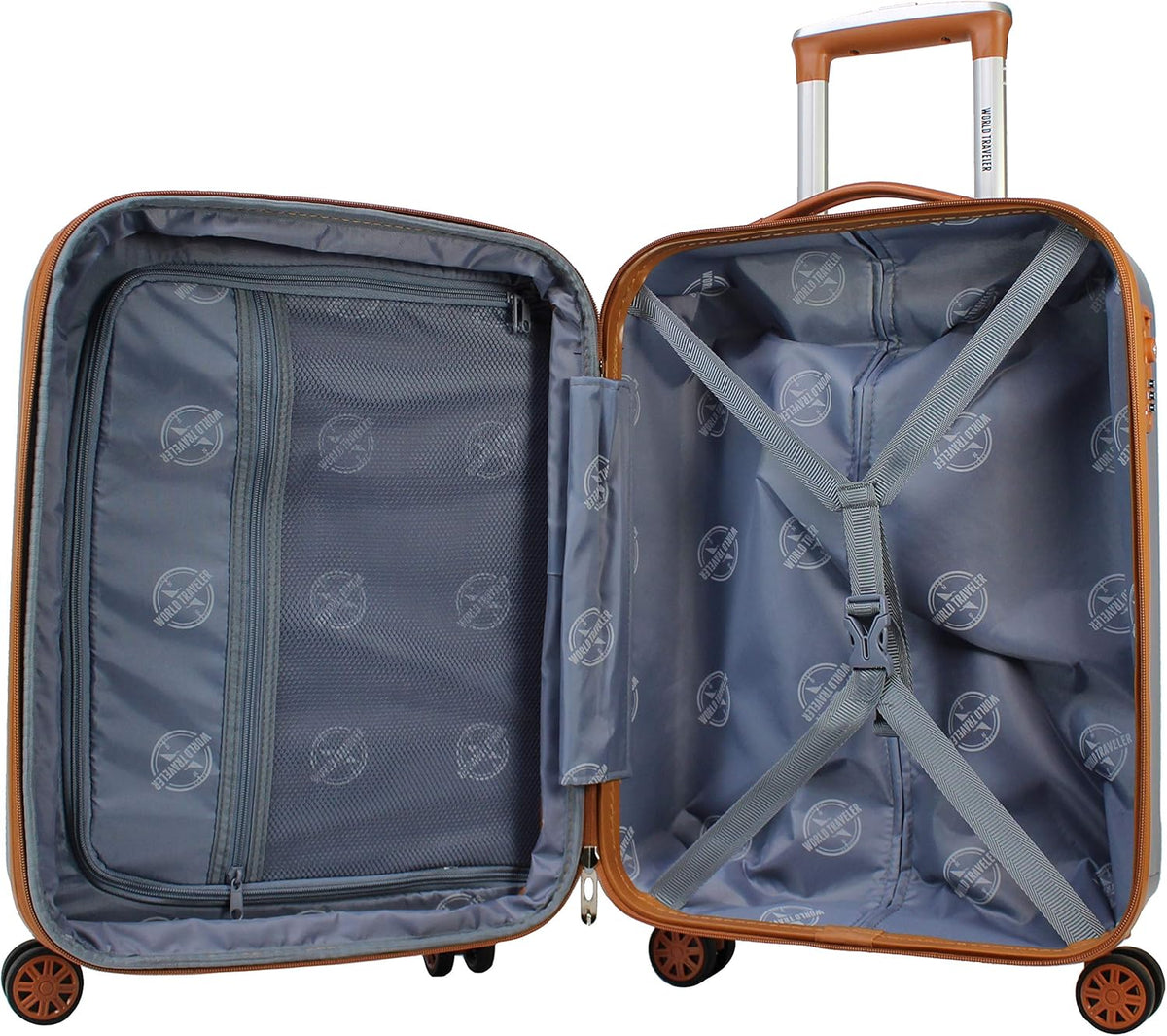 World Traveler Classique 2-Piece Carry-On Lightweight Hardside Polycarbonate Spinner Expandable Luggage Set, Rose Gold, One Size