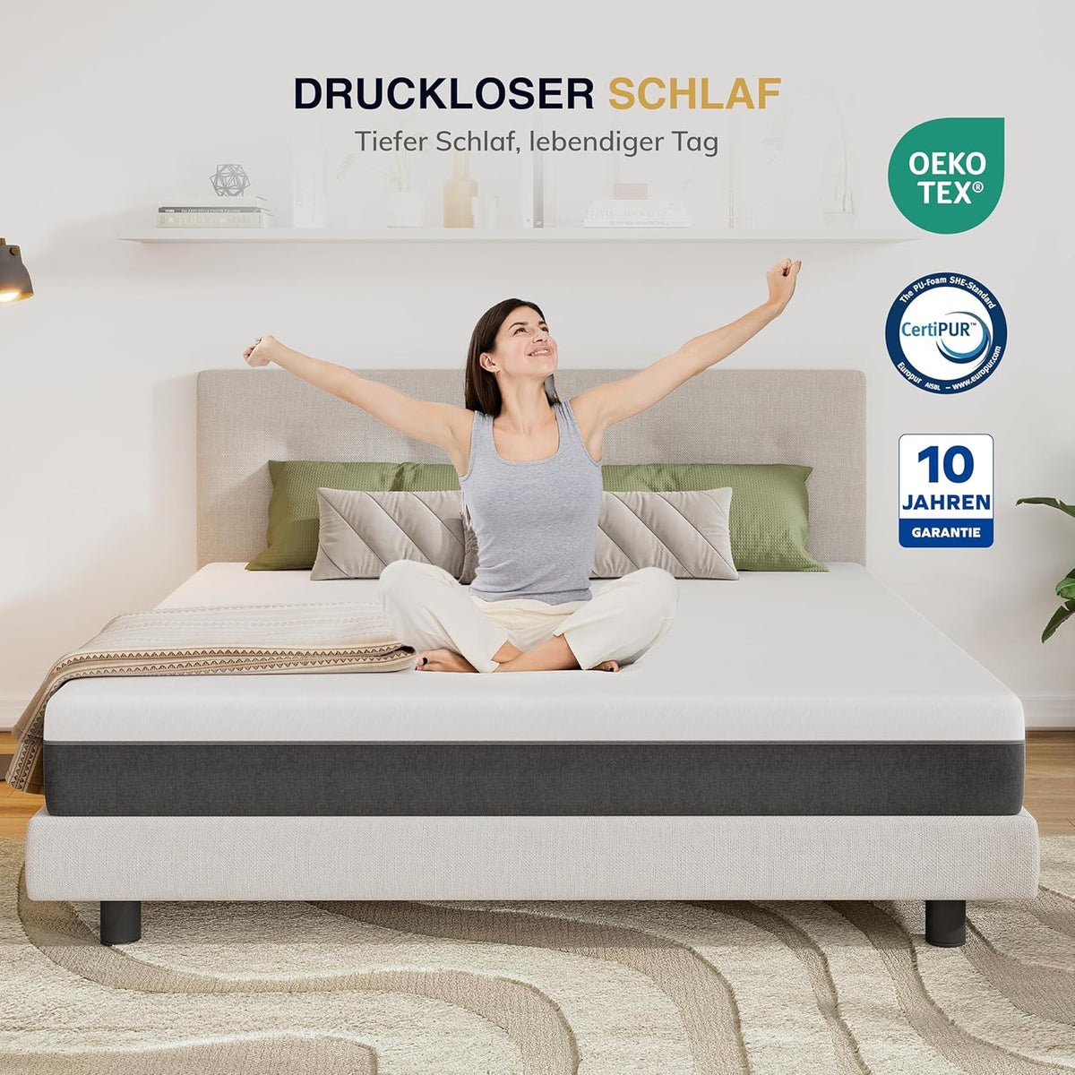 EGO HOME Matras 140 x 200 cm 18 cm hoog H3 koudschuimmatras met 3-laags koudschuim en aan beide zijden te gebruiken, drukontlastend, puntelastisch, ademend, rugvriendelijk, Öko-Tex gecertificeerd