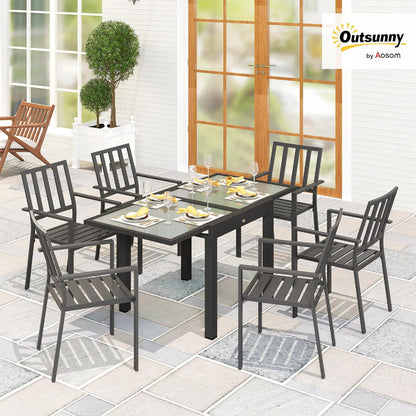 Outsunny Gartentisch ausziehbar Aluminium 160x80cm Wetterfest Buffettisch mit Aluminiumrahmen, rutschfest Campingtisch für 4-6 Persons Balcony für Outdoor Garten Terrasse Balcony Schwarz