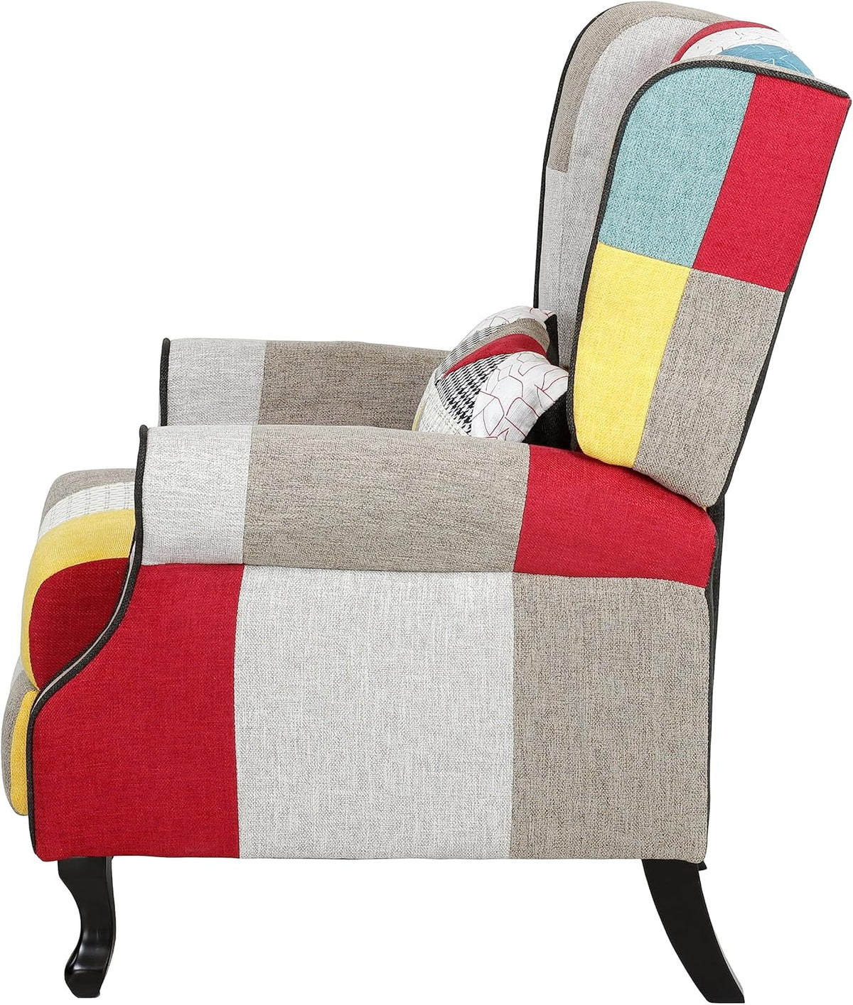 Relaxstoel – Fauteuil – Lounge Chair – Leunstoel – Zithoekstoel – Patchwork Design – Gestoffeerde Voetensteun