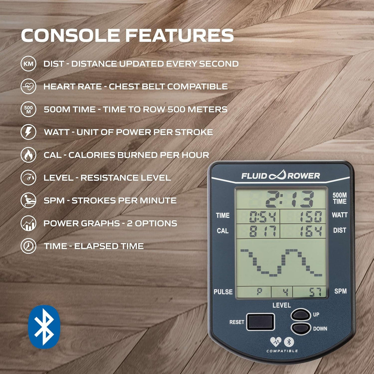 Roeitrainer – Roeimachine – Fitnessapparaat – Waterroeier – Opvouwbaar – 10 Instelbare Weerstanden – Bluetooth Monitor Met Hartslagfunctie