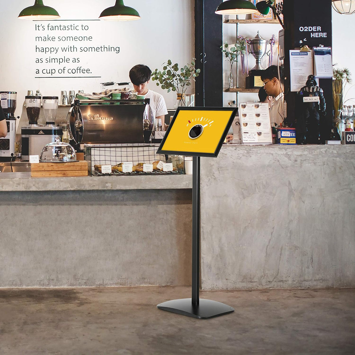 Infostandaard DIN A3 – Posterstandaard, Affichestandaard, Menustandaard, Displaystandaard – Zwart, Staand En Liggend Inzetbaar – Klik- En Klapframe – Zware Aluminium Voet, 1,20 M Hoog