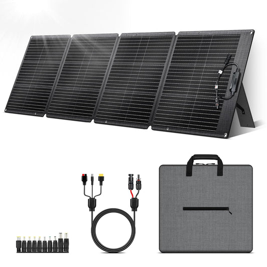 Solar Panel Foldable 200W, Monocrystalline Solar Panels, 25% High-Efficient Portable Solar Panel, Foldable Solar Panel for Powerstation, RV, Camping, Off Grid, Camper, Outdoor - QUORE