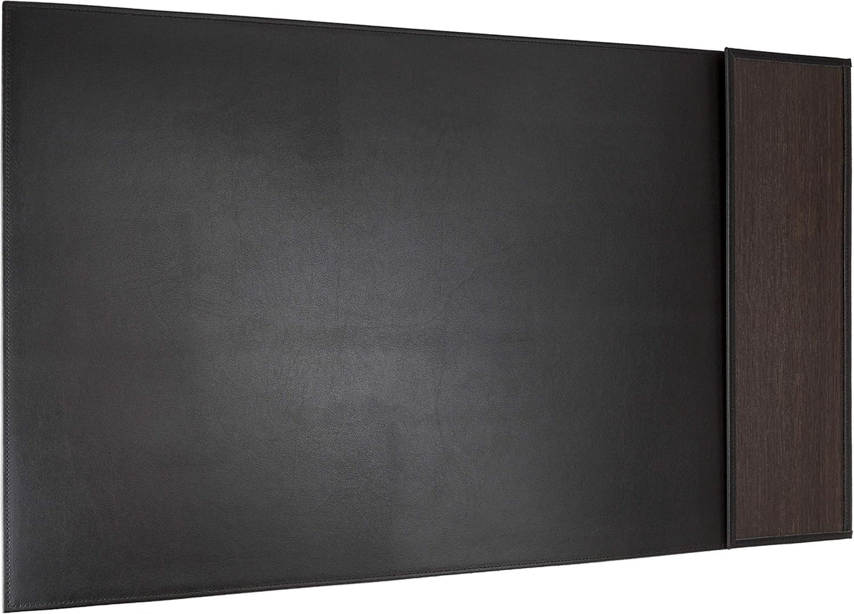 Desk Pad"Tom" voor linkshandig | Gemaakt van leer en echt hout | Desk Mat 28 Inch (620 mm x 360 mm) Smoked Oak