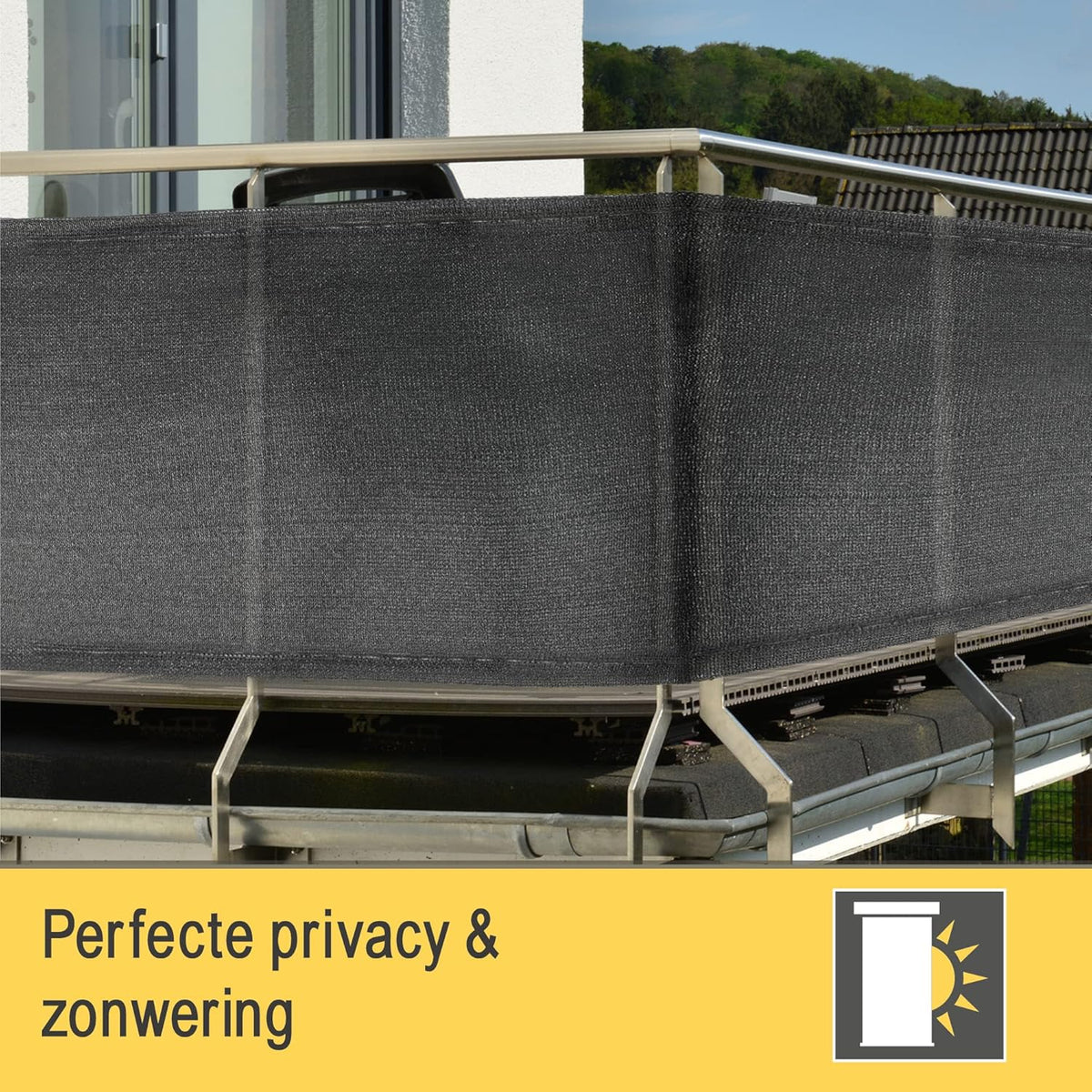 Sol Royal Zichtbreeknet Antraciet SG 80 Balkonscherm Zichtdoek 5000x200cm - Omheining 165 g/m² - Balkondoek Tuinnet zonwerend HDPE - Inclusief Kabelbinders