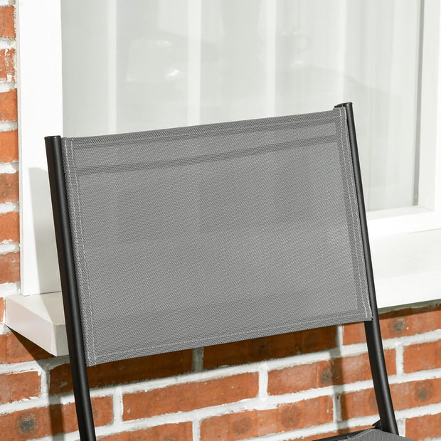 Tuinstoelen - Tuinmeubelen - 3-Delige - Tuin Eettafelstoelen - met 2 Inklapbaar Stoelen - 1 Tafel - Bistroset - Moderne Stijl - Weerbestendig - Stabiel - Ruimtebesparend - Onderhoudsvriendelijk - 50 x 72 cm Tafel - 46 x 52 x 86 cm Stoel - Zwart/Grijs