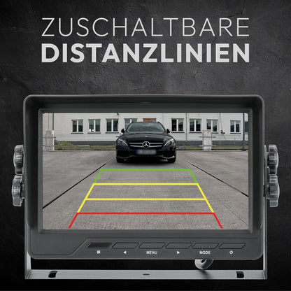 VSG24 24121 - 7" Premium achteruitrijvideosysteem voor campers & auto's, camera set incl. 20m kabel, nachtzicht, 120° hoek, 12-24 V, IP68 - Zwart