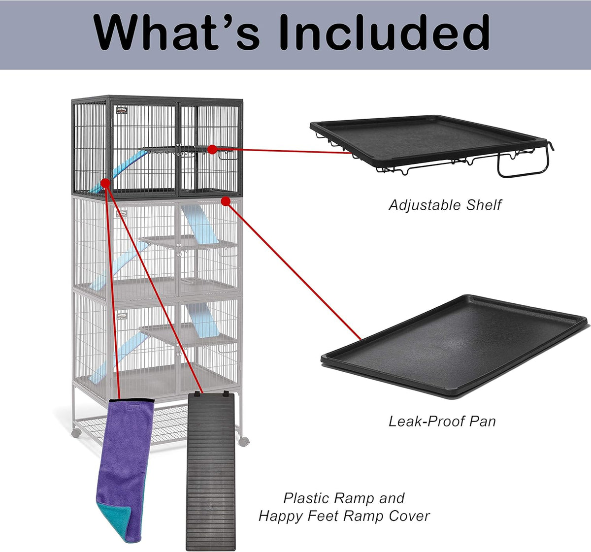 Midwest Huizen voor Huisdieren Ferret Nation Cage, Single Story, Platinum Gray