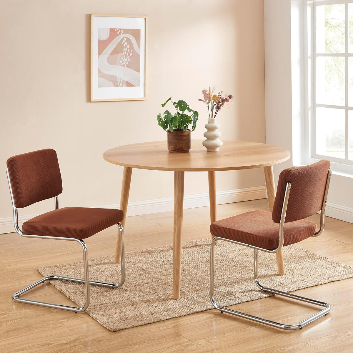 BAÏTA - Set van 2 stoelen Jack Corduroy Terre de Siena Chroom Metalen Poten
