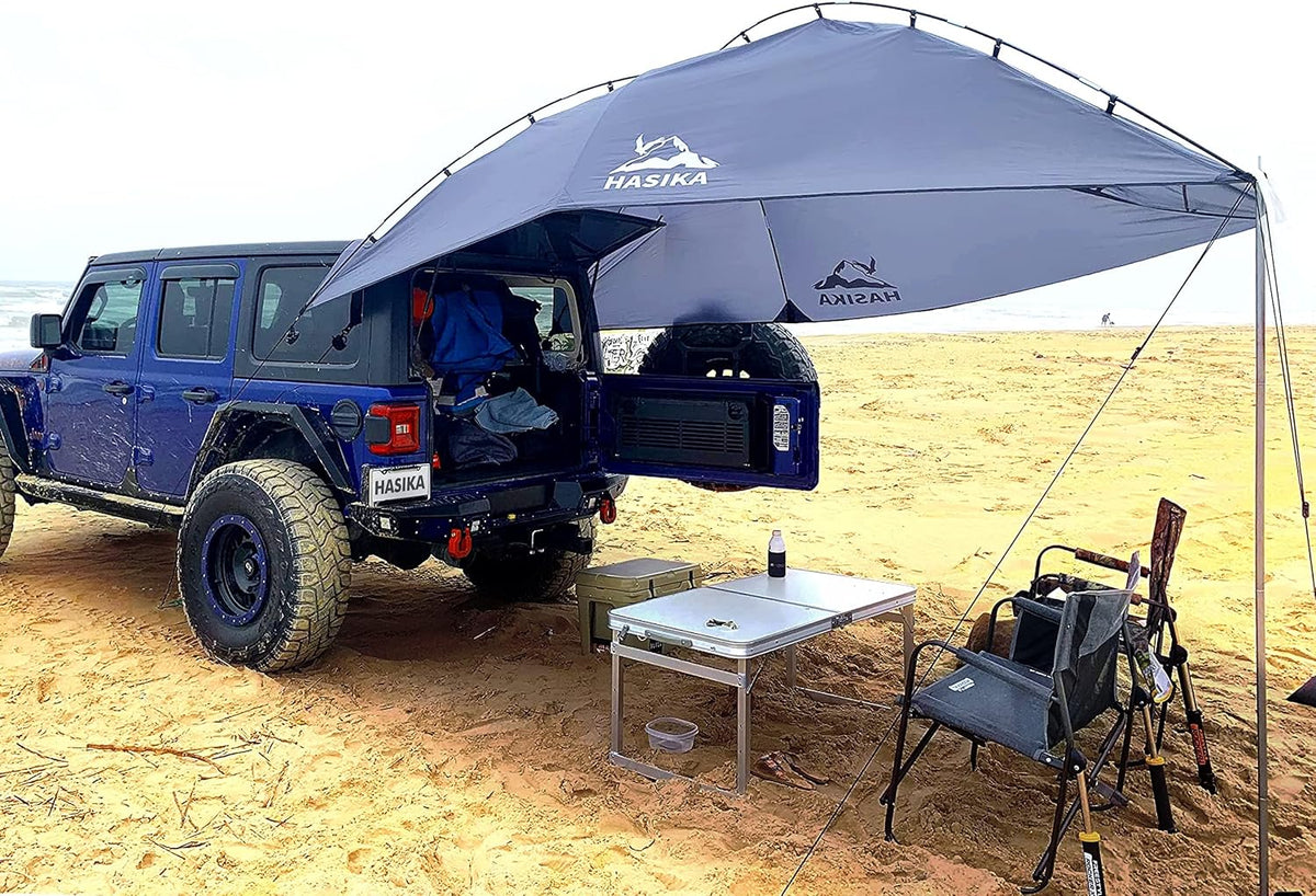 Hasika Awning Camper Trailer Roof Top Family Tent for Beach Camping SUV, MPV, Hatchback en Sedan UV-bescherming Tents voor camping 6 personen van