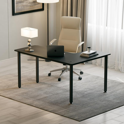 Eureka Ergonomisch L-vormig gaming-bureau, 155 x 110 cm hoekbureau. Grote pc-gaming-tafel met kabelbeheersysteem en muismat voor thuiskantoor. Zwart, links