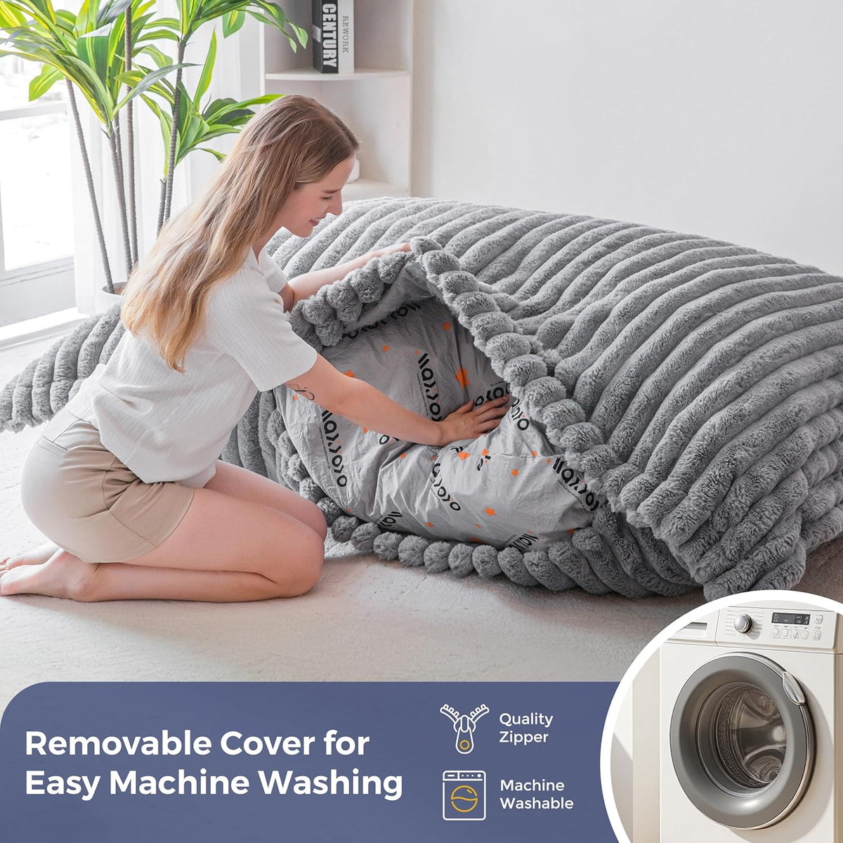 MAXYOYO Zitzak XXL, bont, gamingstoel voor volwassenen en kinderen, enorme beanbag met pluizige schuimvulling voor woonkamer, slaapkamer, 137 x 190 cm