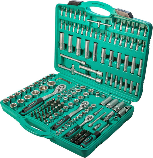Dopsleutelset – Moersleutelset – Ratelsleutelset – Dopset – Bitschroevendraaier Set – 171 Delig – Chroom-Vanadium Staal – Verwisselbare Dopsleutels met Ratel