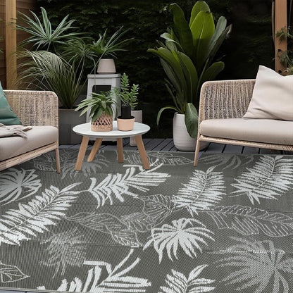 Buiten Vloerkleed - Buitenkleden - Buitentapijt - Opvouwbaar - UV-bestendig - Waterdicht - Buitenmatten - voor Buiten - Balkon - Strand - Picknick -Terras - Rechthoekig - 180 x 270 cm - Grijs