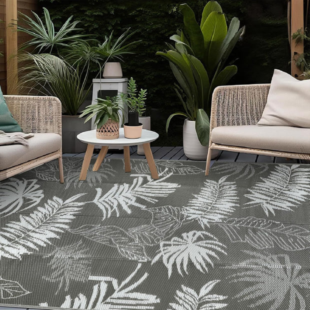 Buiten Vloerkleed - Buitenkleden - Buitentapijt - Opvouwbaar - UV-bestendig - Waterdicht - Buitenmatten - voor Buiten - Balkon - Strand - Picknick -Terras - Rechthoekig - 180 x 270 cm - Grijs