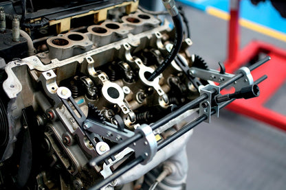 Klepverencompressor – Klepveerverwijderaar – Ventielveer Compressor – Klepveertool – Verbrandingskamerdruk Gereedschap – Universeel SOHC en DOHC – Inclusief 22 mm Persluchtadapter