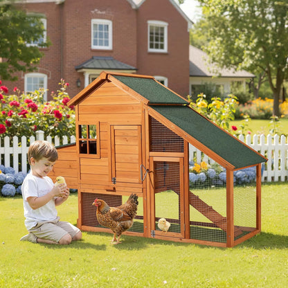 Chicken coop freeway and nesting box, spruce wood, 1720x660x1200mm, galvanized grid, excrement tray - QUORE
