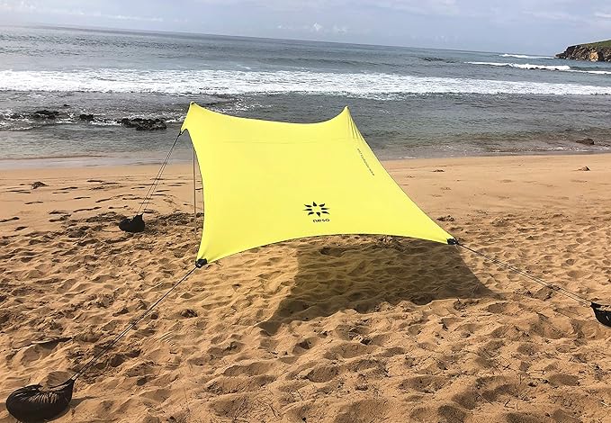 Neso tenten strandtent met zandanker, draagbare luifel zonnescherm - 2,1 mx 2,1 m - gepatenteerde versterkte hoeken (Citroen)