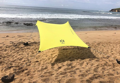 Neso tenten strandtent met zandanker, draagbare luifel zonnescherm - 2,1 mx 2,1 m - gepatenteerde versterkte hoeken (Citroen)