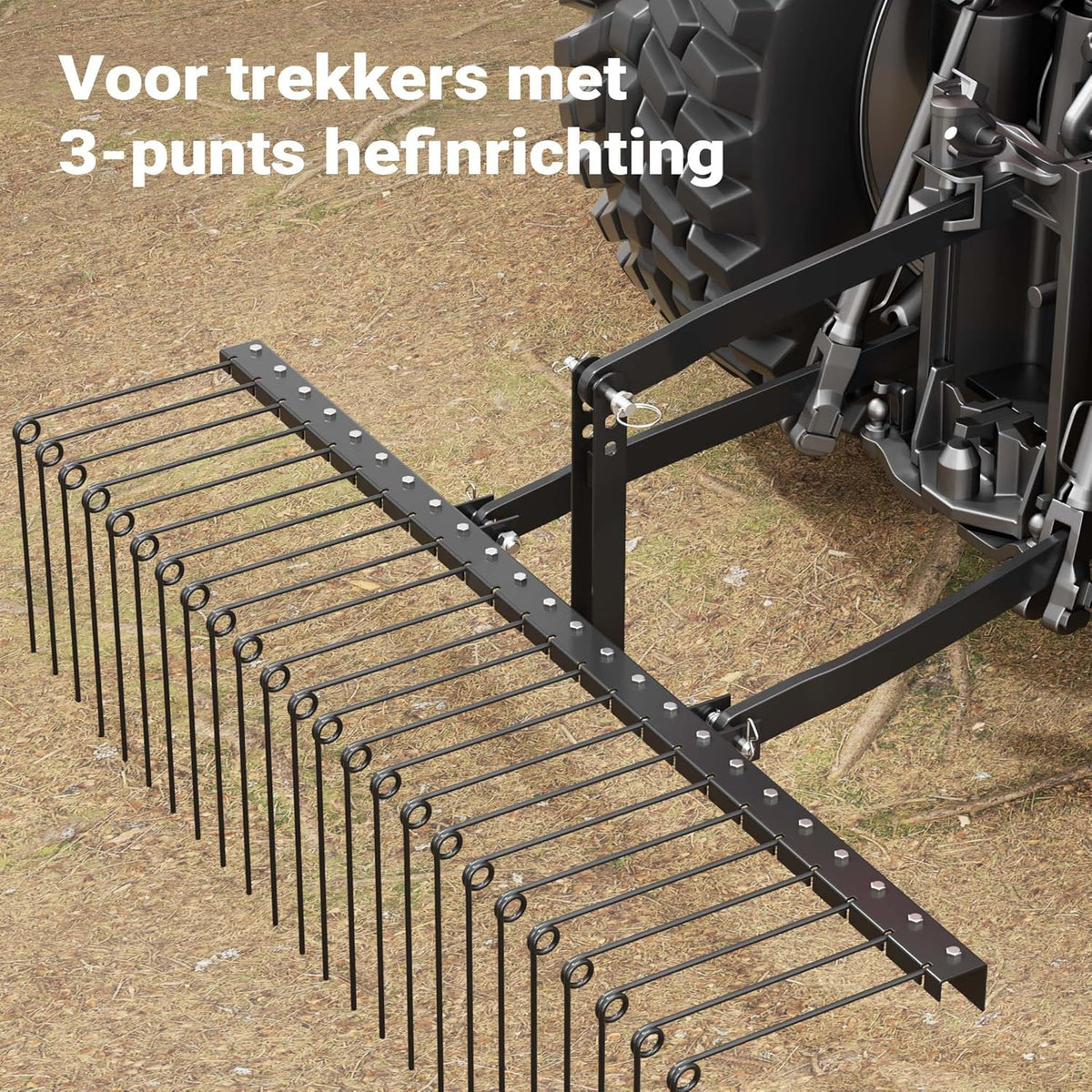 Wiltec verticuteermachine 183 cm voor zitmaaiers, gazonbeluchter met 24 spiraalveren, verticuteer voor het beluchten van gazons, verticuteerhark als mosverwijderaar