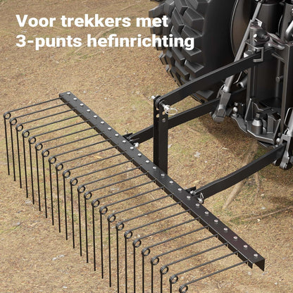 Wiltec verticuteermachine 183 cm voor zitmaaiers, gazonbeluchter met 24 spiraalveren, verticuteer voor het beluchten van gazons, verticuteerhark als mosverwijderaar