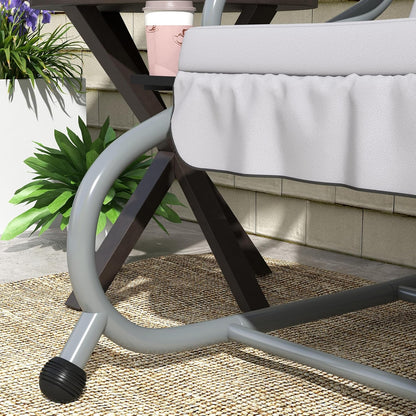 Outsunny Swing Bench, 3-Seater Garden Swing with Adjustable Roof, Cushion, Swing with Reclining Function, Folding Side Table, up to 340 kg, for Garden, Balcony, Light Grey - QUORE