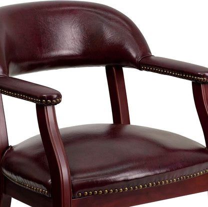 Flash Furniture Sarah Oxblood Conferentiestoel, vinyl, luxe, met accent nagelbekleding en wielen