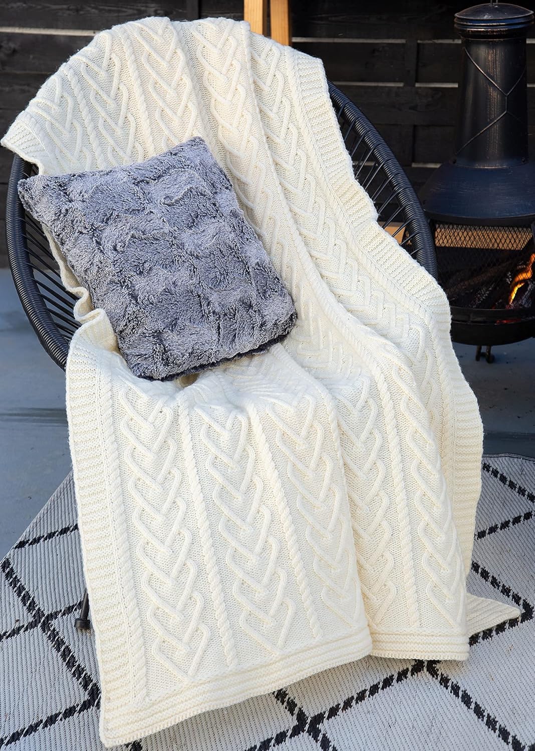 SAOL 100% super zachte Merino wol hart patroon bed bank gooien deken 67 x 49 inch