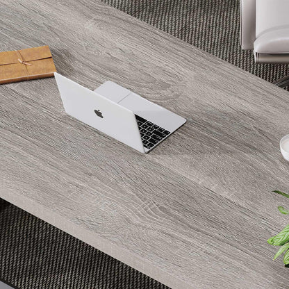 LVB Computerbureau, lang, industrieel design, studie, houten tafel, 152 x 60 x 75,5 cm, grijs