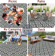 Buiten Vloerkleed - Buitenkleden - Buitentapijt - Opvouwbaar - UV-bestendig - Waterdicht - Buitenmatten - voor Buiten - Balkon - Strand - Picknick -Terras - Rechthoekig - 245 x 305 cm - Grijs