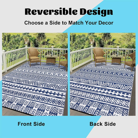 Buiten Vloerkleed - Buitenkleden - Buitentapijt - Opvouwbaar - UV-bestendig - Waterdicht - Omkeerbaar - Buitenmatten - voor Buiten - Balkon - Strand - Picknick -Terras - Rechthoekig - 240 x 300 cm - Blauw
