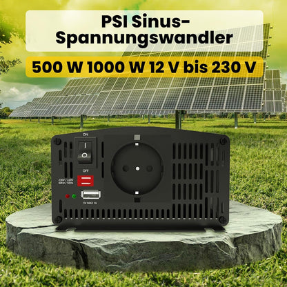 Offgridtec® PSI sinus spanningsomvormer 500W 1000W 12V naar 230V