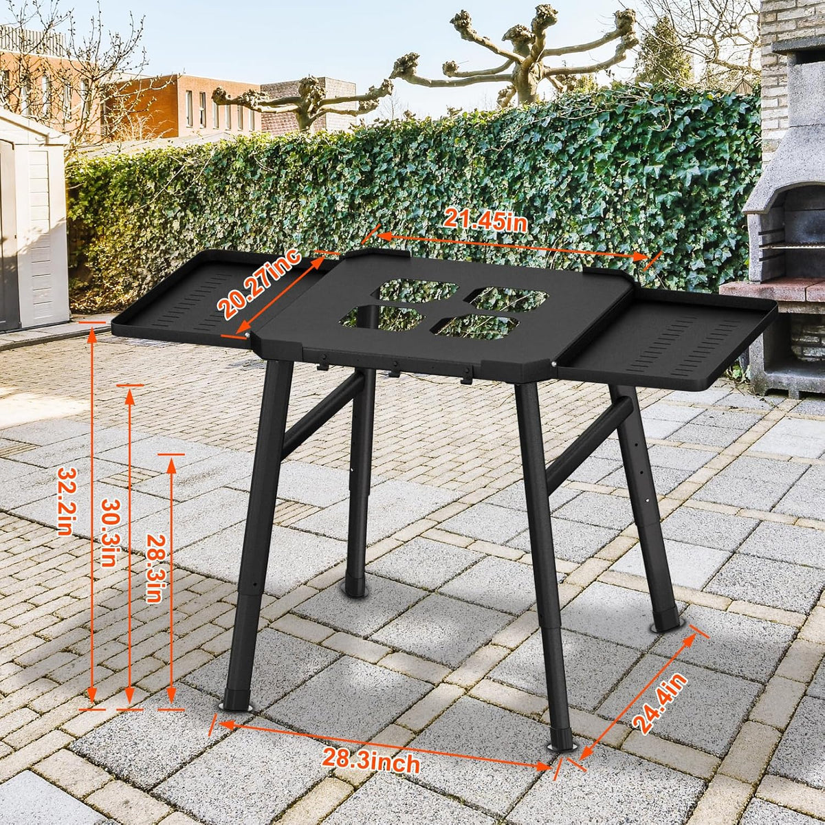 Grillstandaard voor Ninja Woodfire buitenoven serie en grillstandaard, beweegbare standaard voor Ninja Woodfire met bijzettafel, pizzaovenstandaard, barbecue-accessoires