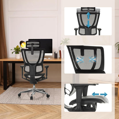 hjh OFFICE Ergonomische Ergohuman Slim Ultra GEN2 Bureaustoel met flexibele lendensteun, netbespanning, zwart