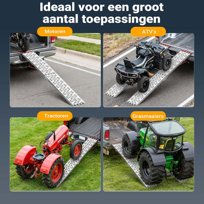 Oprijplaat aluminium opvouwbaar – 226 cm 410 kg – motoroprijplaat oprijsteun oprijplank