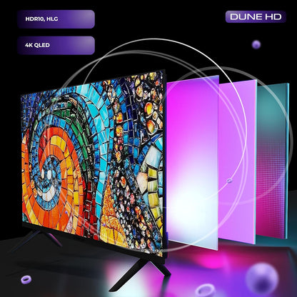 Dune HD Smart TV 55" (2026), QLED 4K UHD Quantum Dots, HDR10 HLG, Whale OS Android, 2+16, drievoudige tuner DVB-T/T2/S/S2/C + analoge tv, spraakassistent, AirPlay, Miracast (55, Inch)