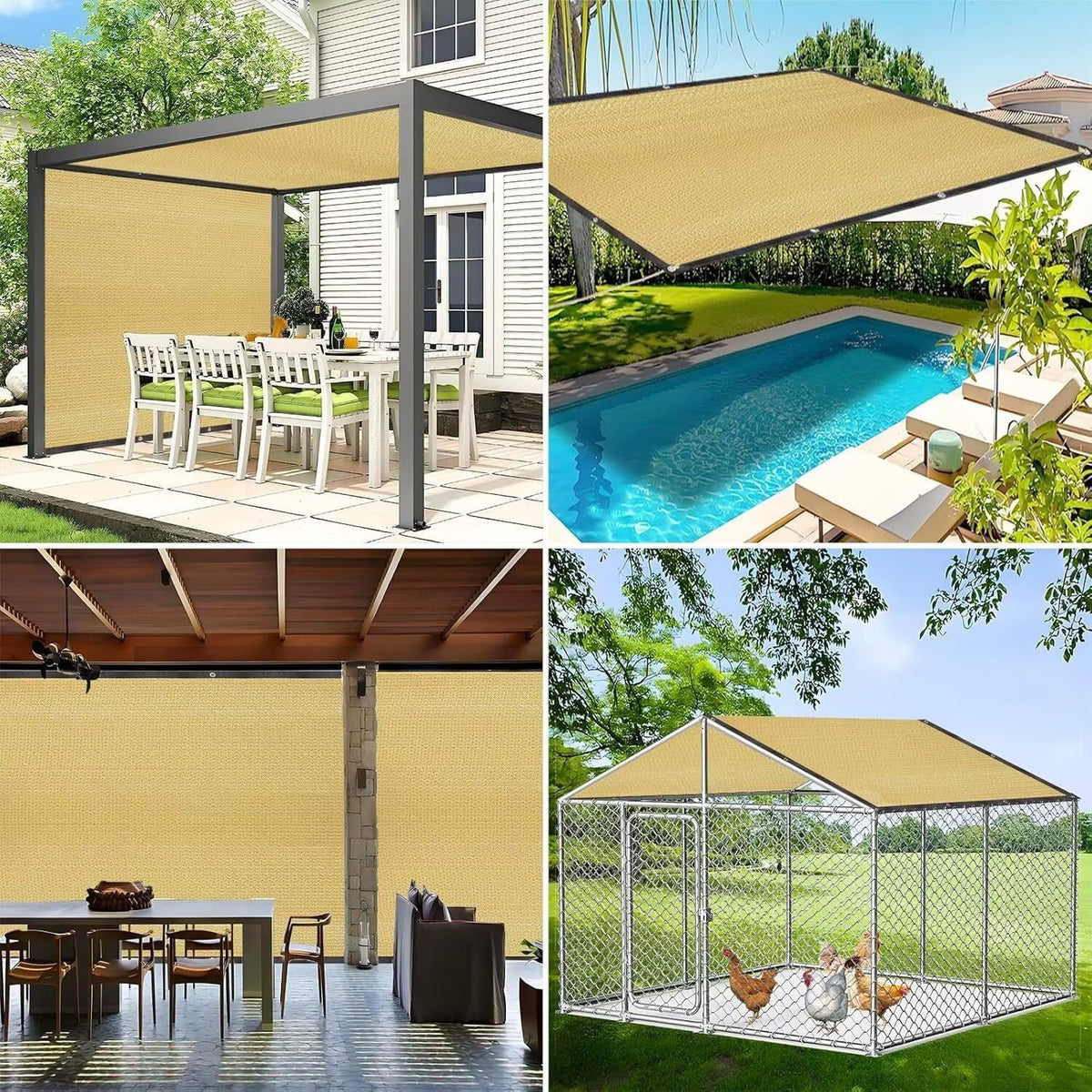 Rechthoekig zonnezeil, zonwering, weerbestendig, 90% schaduwnet voor tuin, broeikas, patio, terras en camping